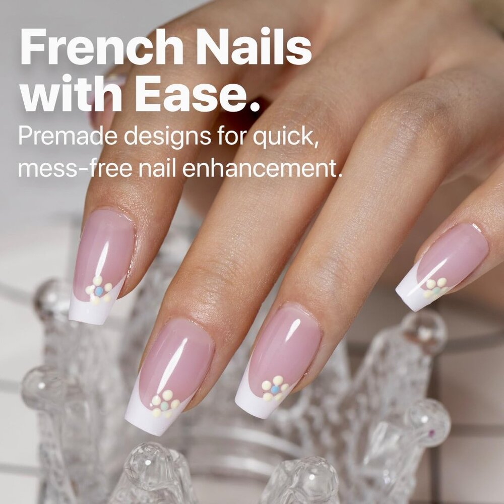 Cosmetics French Tip Press On Nails Pink Series, Small Coffin X-Pro Tips Starter - Picture 2 of 9